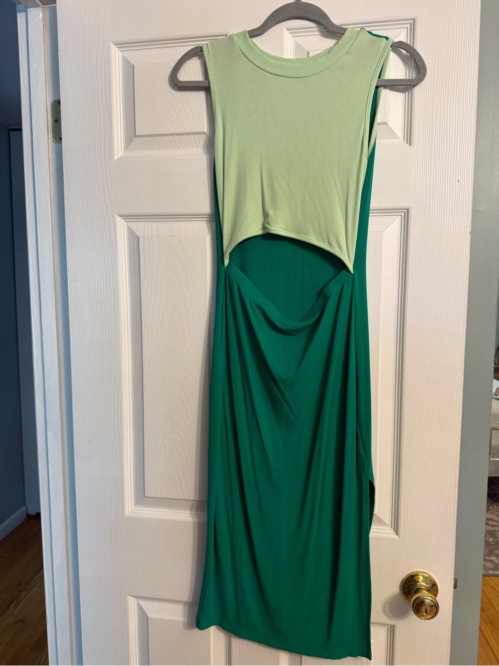 Women's Two-Tone Green Cutout Maxi Dress
